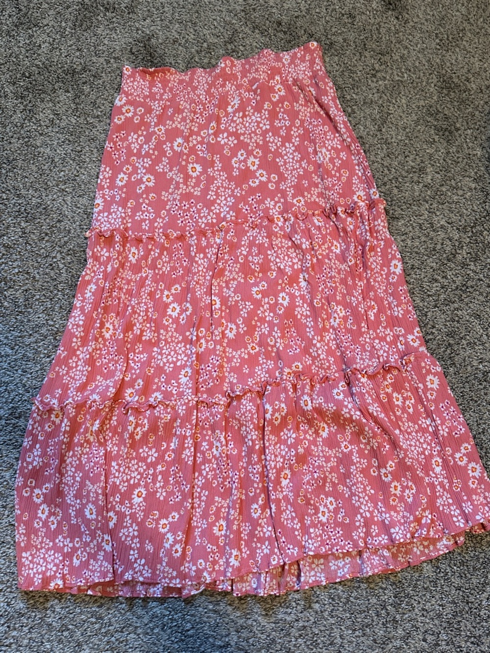 Market & Spruce Pink Floral Tiered Maxi Skirt